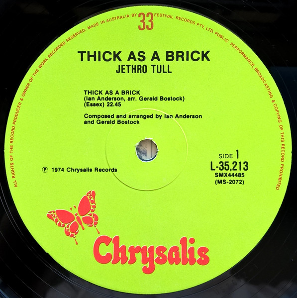 Jethro Tull - Thick As A Brick | Chrysalis (L-35213) - 4 Jethro Tull - Thick As A Brick | Chrysalis (L-35213) - 4