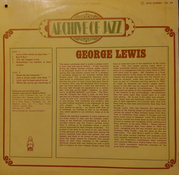 George Lewis - Archive Of Jazz Volume 34 - George Lewis | BYG Records (529.084) - 2 George Lewis - Archive Of Jazz Volume 34 - George Lewis | BYG Records (529.084) - 2