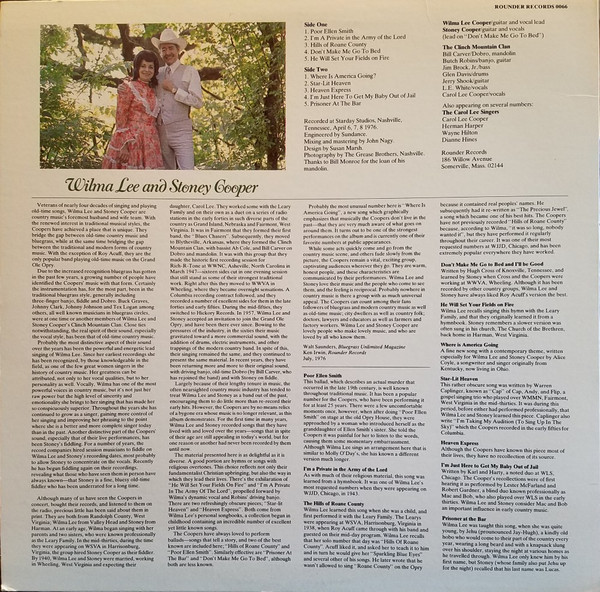 Wilma Lee & Stoney Cooper With The Clinch Mountain Clan - Wilma Lee & Stoney Cooper | Rounder Records (0066) - 2 Wilma Lee & Stoney Cooper With The Clinch Mountain Clan - Wilma Lee & Stoney Cooper | Rounder Records (0066) - 2