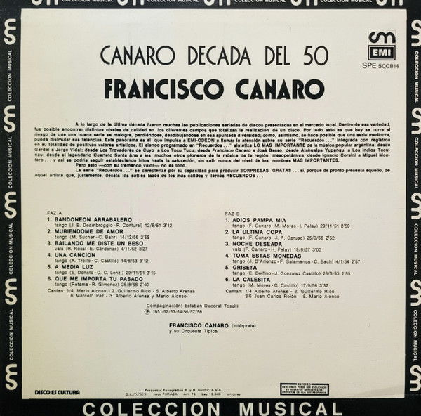 Francisco Canaro - Canaro Decada Del 50 | EMI (SPE 500814) - 2