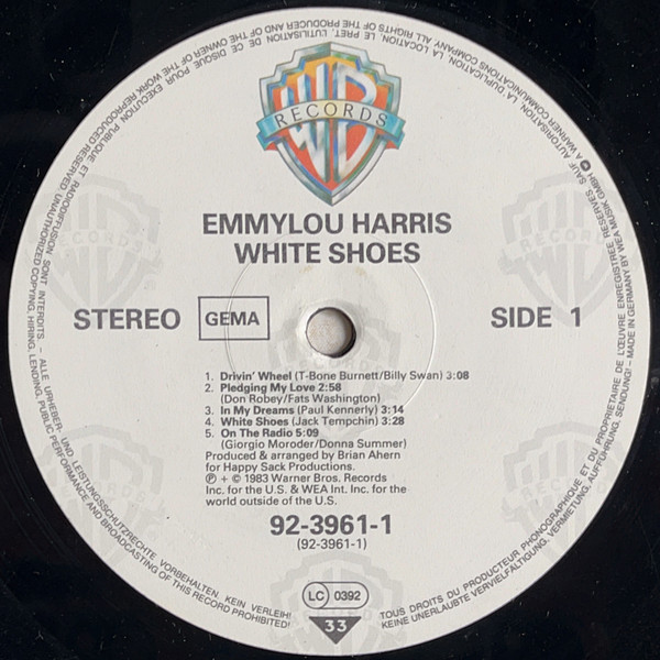 Emmylou Harris - White Shoes | Warner Bros. Records (92-3961-1) - 3