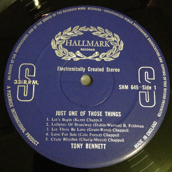 Tony Bennett - Just One Of Those Things | Hallmark Records (SHM 646)