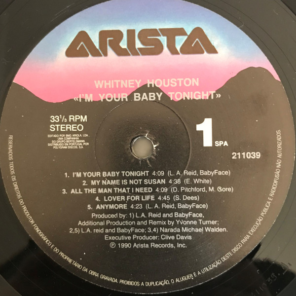 Whitney Houston - I'm Your Baby Tonight | Arista (211 039) - 3