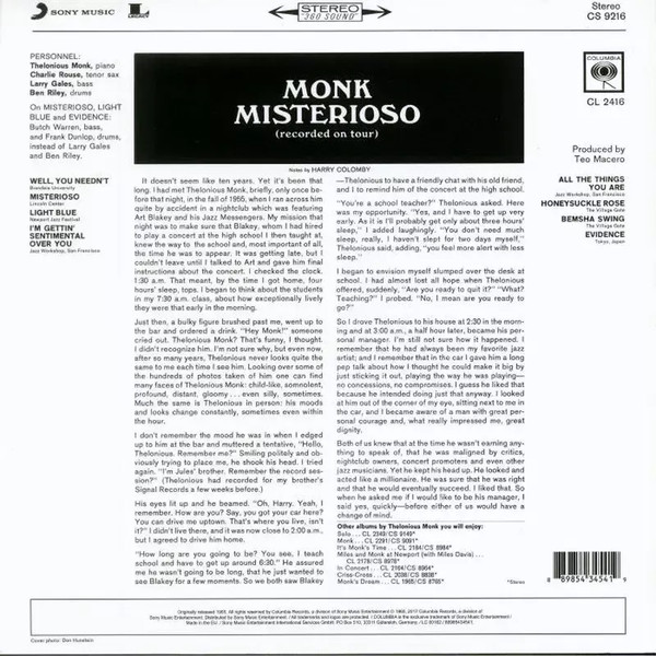 Thelonious Monk - Misterioso (Recorded On Tour) | Sony Music (88985434541) - 2