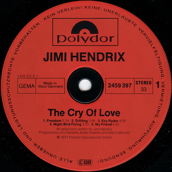 Jimi Hendrix - The Cry Of Love | Polydor (2459 397) - 3 Jimi Hendrix - The Cry Of Love | Polydor (2459 397) - 3