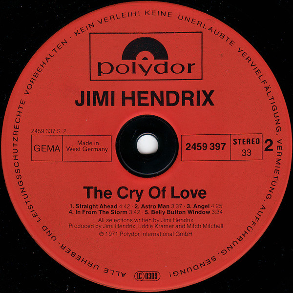 Jimi Hendrix - The Cry Of Love | Polydor (2459 397) - 4 Jimi Hendrix - The Cry Of Love | Polydor (2459 397) - 4
