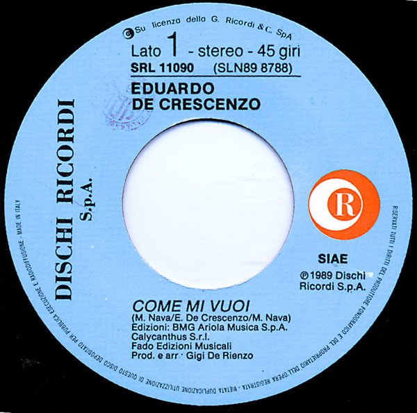 Eduardo De Crescenzo - Come Mi Vuoi | Ricordi (SRL 11090) - 3