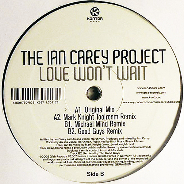 The Ian Carey Project - Love Won't Wait | Kontor Records (K597)
