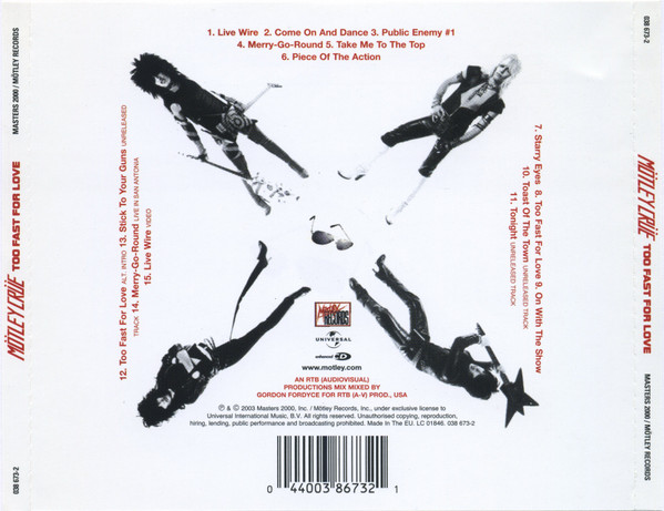 Mötley Crüe - Too Fast For Love | Mötley Records (038 673-2) - 2