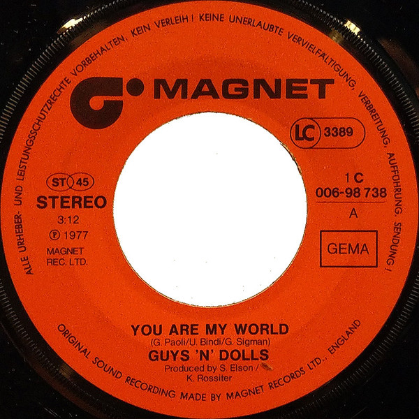 Guys 'n Dolls - You Are My World | Magnet (1 C 006-98 738) - 3
