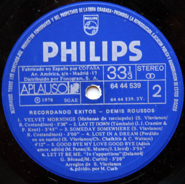 Demis Roussos - Recordando Exitos | Philips (64 44 539) - 4 Demis Roussos - Recordando Exitos | Philips (64 44 539) - 4
