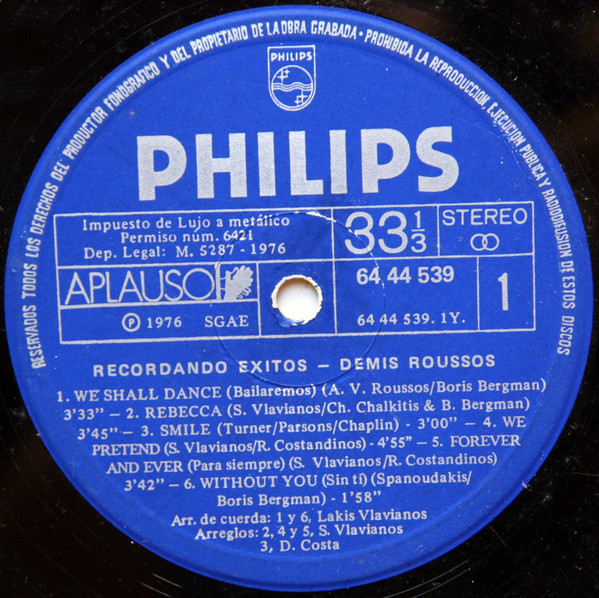Demis Roussos - Recordando Exitos | Philips (64 44 539) - 3 Demis Roussos - Recordando Exitos | Philips (64 44 539) - 3