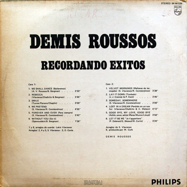 Demis Roussos - Recordando Exitos | Philips (64 44 539) - 2 Demis Roussos - Recordando Exitos | Philips (64 44 539) - 2