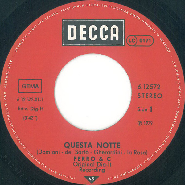 Ferro & Co. - Questa Notte | Decca (6.12572) - 3