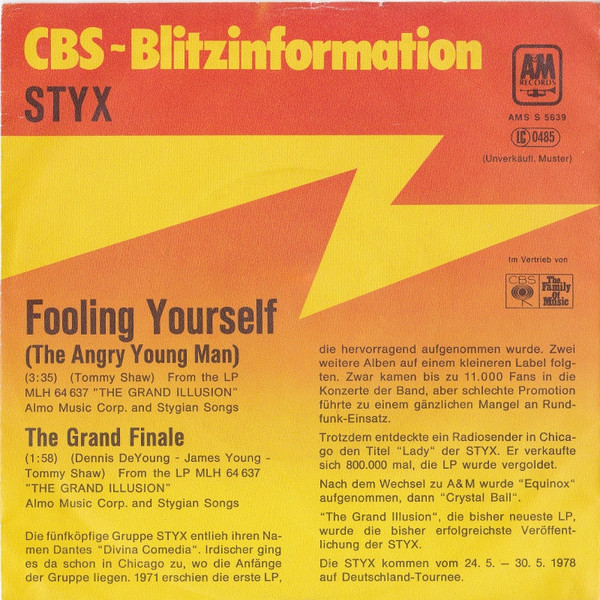 Styx - Fooling Yourself (The Angry Young Man) | A&M Records (AMS 5639) - main