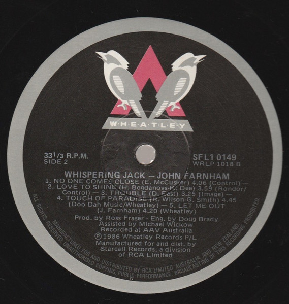 John Farnham - Whispering Jack | Wheatley Records (SFL1 0149) - 3 John Farnham - Whispering Jack | Wheatley Records (SFL1 0149) - 3