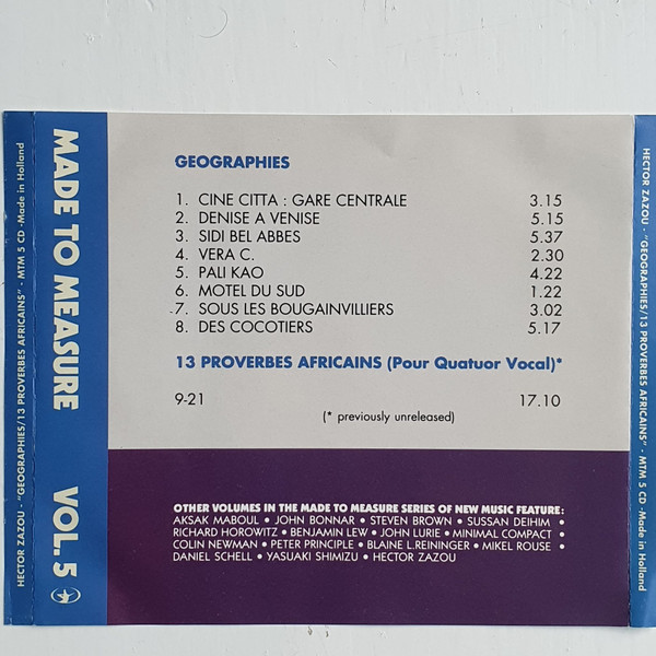 Hector Zazou - Géographies / 13 Proverbes Africains | Crammed Discs (MTM 5 CD) - 2