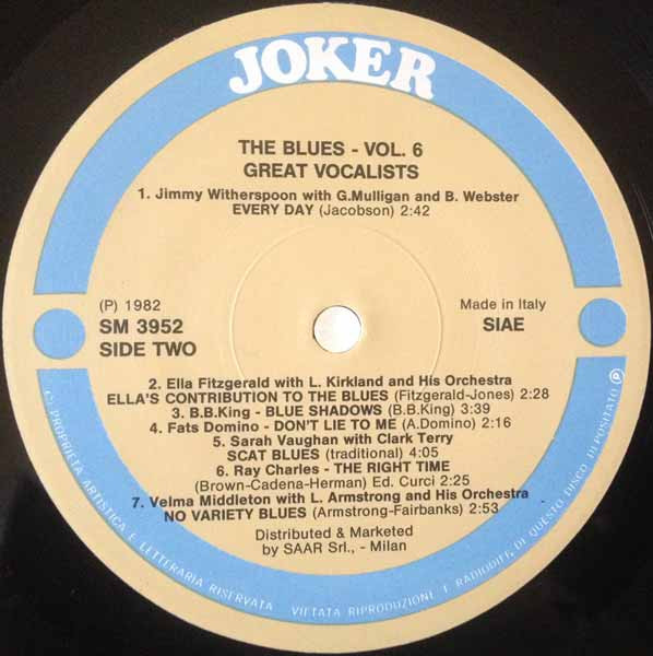 Various - Great Vocalists, The Blues Vol. 6 | International Joker Production (SM 3952) - 4 Various - Great Vocalists, The Blues Vol. 6 | International Joker Production (SM 3952) - 4
