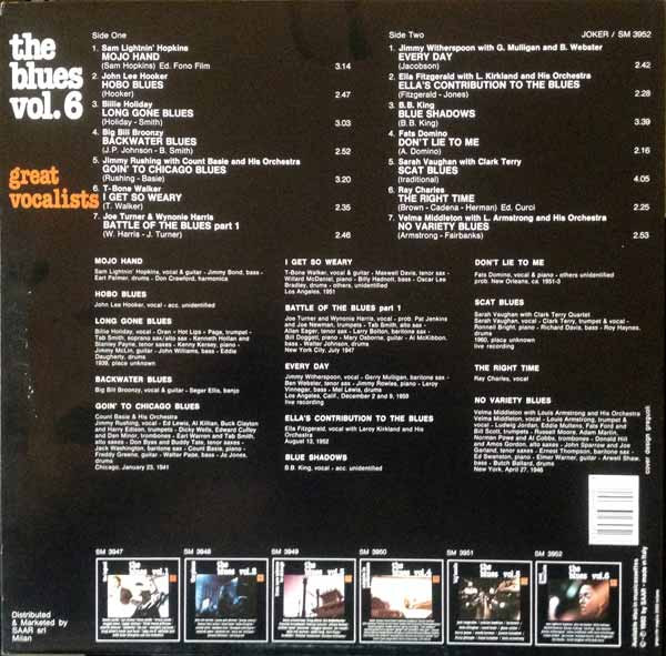 Various - Great Vocalists, The Blues Vol. 6 | International Joker Production (SM 3952) - 2 Various - Great Vocalists, The Blues Vol. 6 | International Joker Production (SM 3952) - 2