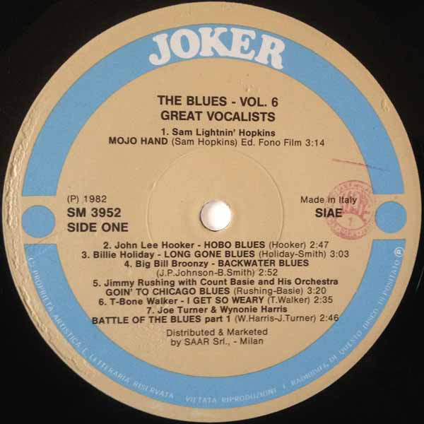 Various - Great Vocalists, The Blues Vol. 6 | International Joker Production (SM 3952) - 3 Various - Great Vocalists, The Blues Vol. 6 | International Joker Production (SM 3952) - 3