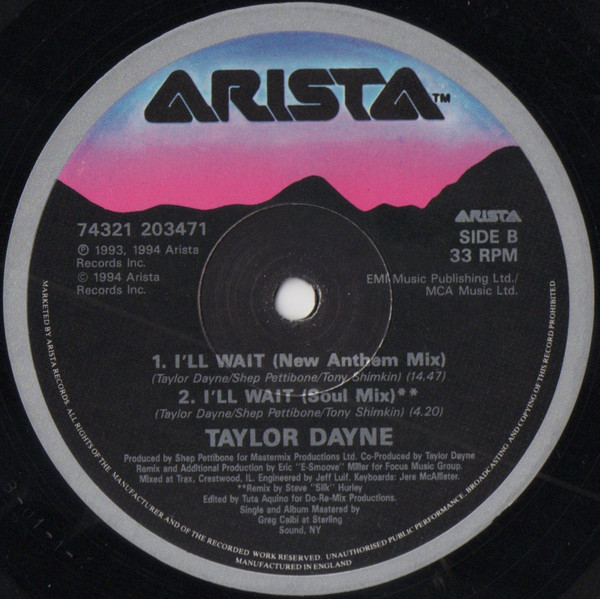 Taylor Dayne - I'll Wait | Arista (74321 20347 1) - 4 Taylor Dayne - I'll Wait | Arista (74321 20347 1) - 4