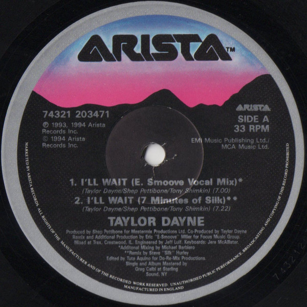 Taylor Dayne - I'll Wait | Arista (74321 20347 1) - 3 Taylor Dayne - I'll Wait | Arista (74321 20347 1) - 3