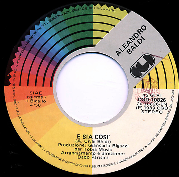 Aleandro Baldi - E Sia Così | CGD (CGD 10826) - 3