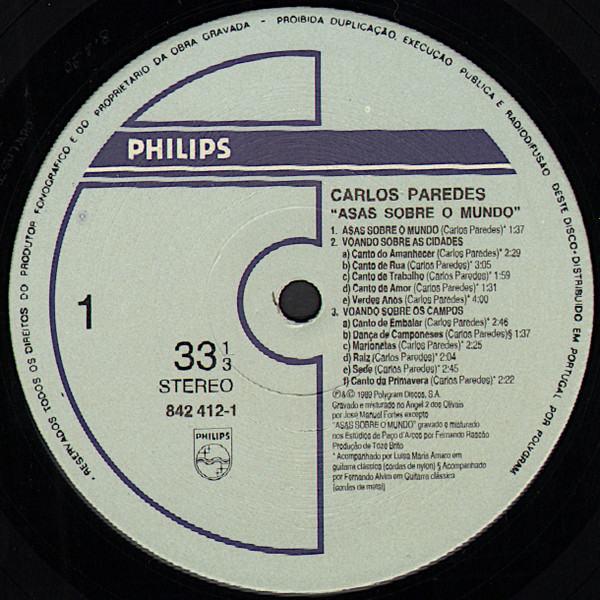 Carlos Paredes - Asas Sobre O Mundo | Philips (842 412-1) - 3