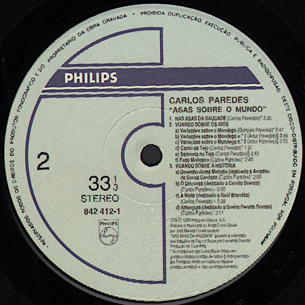 Carlos Paredes - Asas Sobre O Mundo | Philips (842 412-1) - 4