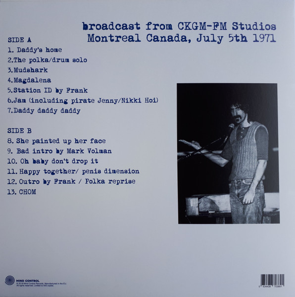 Frank Zappa - Live Montreal 1971 | Mind Control (MIND723) - 2