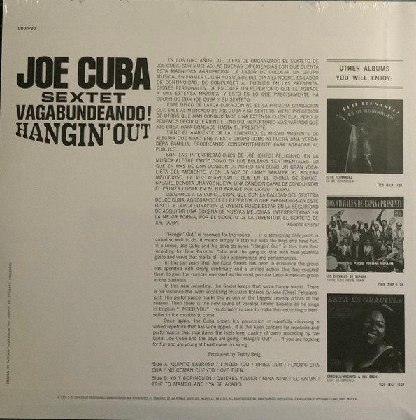 Joe Cuba Sextet - Vagabundeando! (Hangin' Out) | Craft Recordings (CR00730) - 2 Joe Cuba Sextet - Vagabundeando! (Hangin' Out) | Craft Recordings (CR00730) - 2