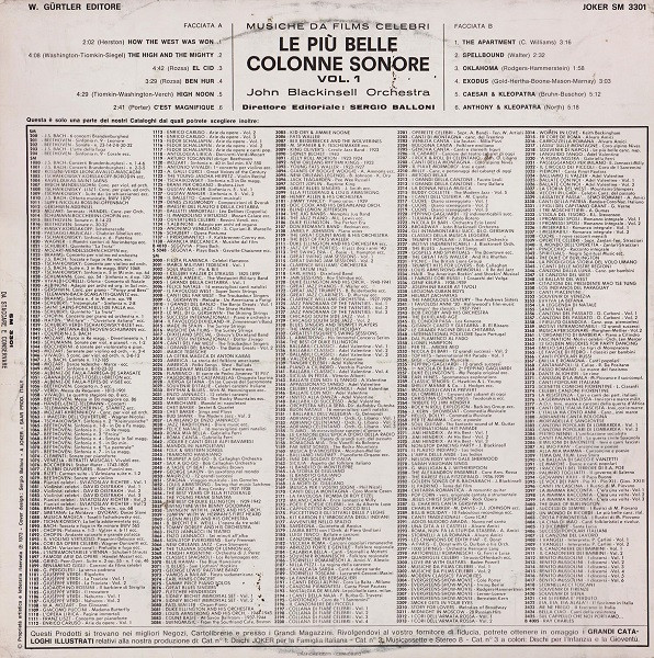John Blackinsell Orchestra - Le Più Belle Colonne Sonore Vol. 1 | Joker (SM 3301) - 2 John Blackinsell Orchestra - Le Più Belle Colonne Sonore Vol. 1 | Joker (SM 3301) - 2