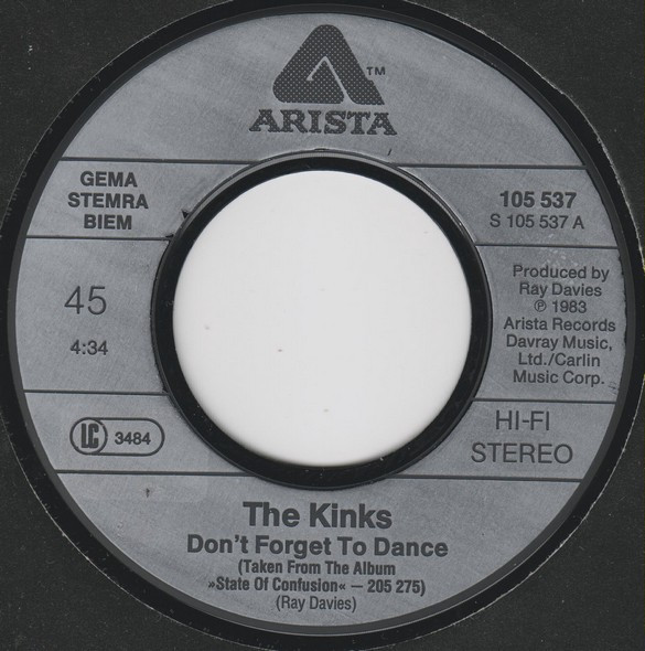 The Kinks - Don't Forget To Dance / Young Conservatives | Arista (105 537) - 3