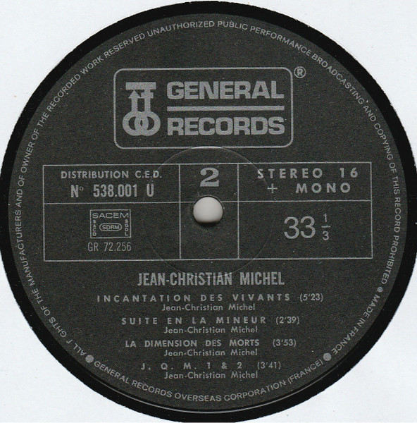 Jean-Christian Michel - Jean Christian Michel | General Records (538.001) - 4 Jean-Christian Michel - Jean Christian Michel | General Records (538.001) - 4