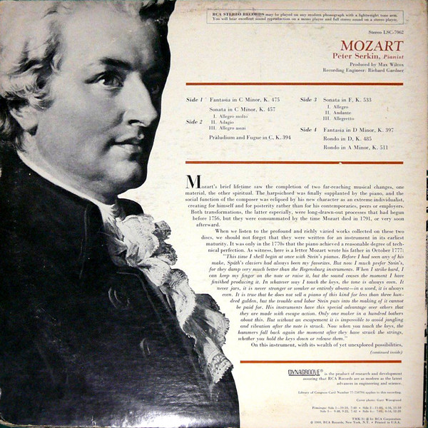 Peter Serkin - Wolfgang Amadeus Mozart - Mozart | RCA Victor Red Seal (LSC-7062) - 2 Peter Serkin - Wolfgang Amadeus Mozart - Mozart | RCA Victor Red Seal (LSC-7062) - 2