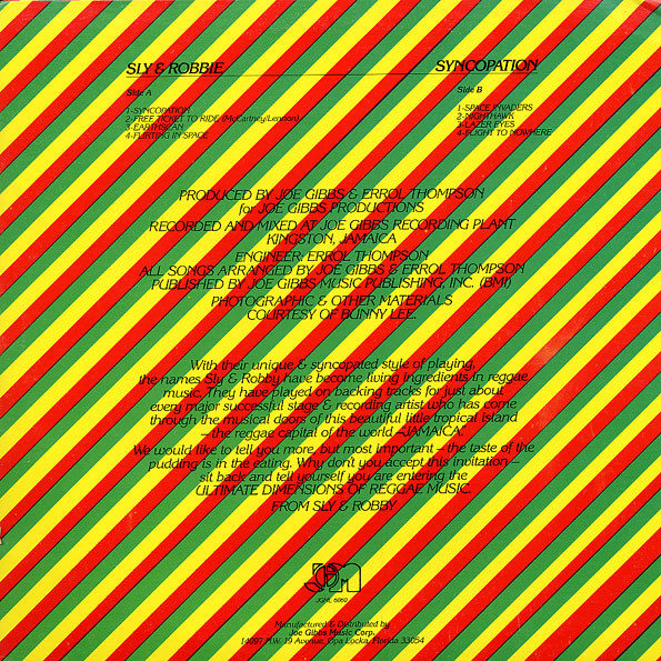 Sly & Robbie - Syncopation [Vinyl] | Joe Gibbs Music (JGML 6060) - 2