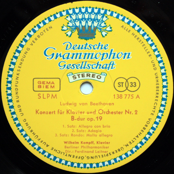 Ludwig van Beethoven / Wilhelm Kempff ‧ Berliner Philharmoniker ‧ Dirigent: Ferdinand Leitner - Klavierkonzerte Nr. 2 B-Dur Op. 19, Nr. 4 G-Dur Op. 58 | Deutsche Grammophon (138 775 SLPM) - 4