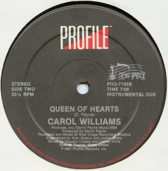 Carol Williams - Queen Of Hearts | Profile Records (PRO-7135) - 2