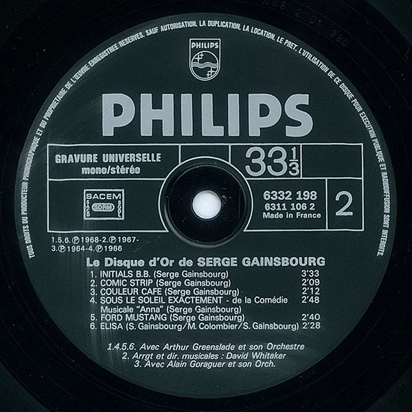 Serge Gainsbourg - Le Disque D'Or | Philips (6332 198) - 4 Serge Gainsbourg - Le Disque D'Or | Philips (6332 198) - 4