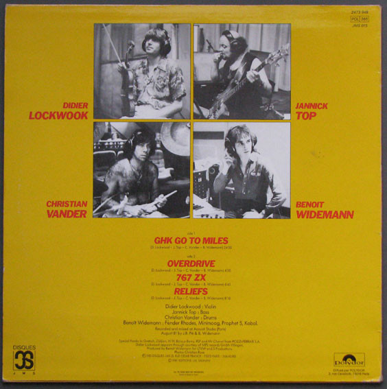 Didier Lockwood , Jannick Top , Christian Vander , Benoît Widemann - Fusion | Disques JMS (JMS 015) - 2