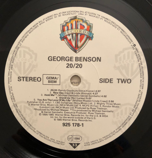 George Benson - 20/20 | Warner Bros. Records (925 178-1) - 2 George Benson - 20/20 | Warner Bros. Records (925 178-1) - 2