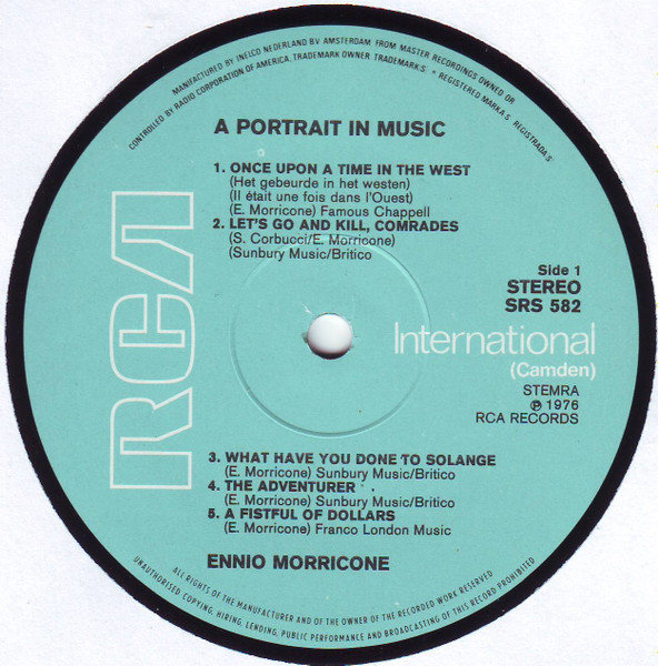 Ennio Morricone - A Portrait In Music | RCA (SRS 582) - 3 Ennio Morricone - A Portrait In Music | RCA (SRS 582) - 3