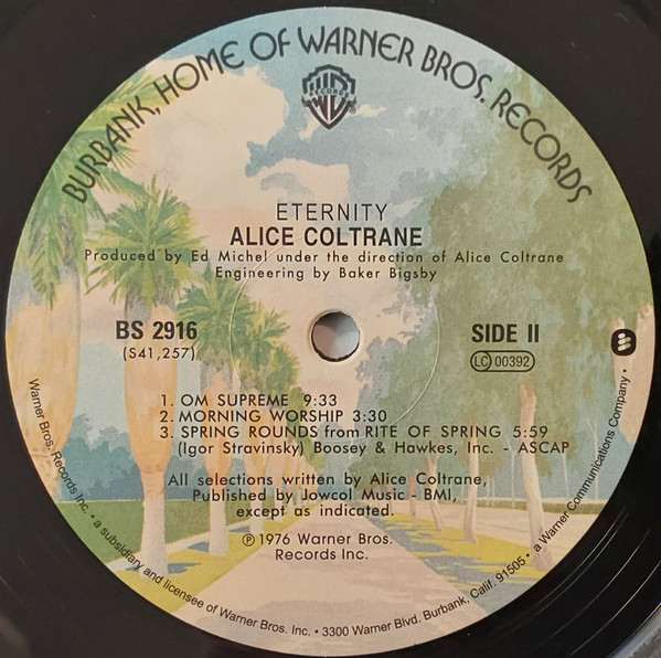 Alice Coltrane - Eternity | Warner Bros. Records (BS 2916) - 2