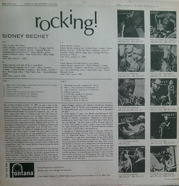 Sidney Bechet - Rocking! | Fontana (683 272 JCL) - 2