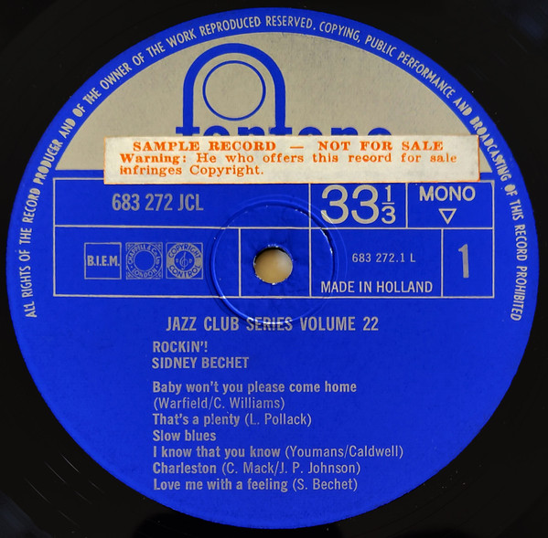 Sidney Bechet - Rocking! | Fontana (683 272 JCL) - 3