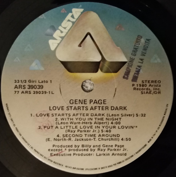 Gene Page - Love Starts After Dark | Arista (ARS 39039) - 3 Gene Page - Love Starts After Dark | Arista (ARS 39039) - 3