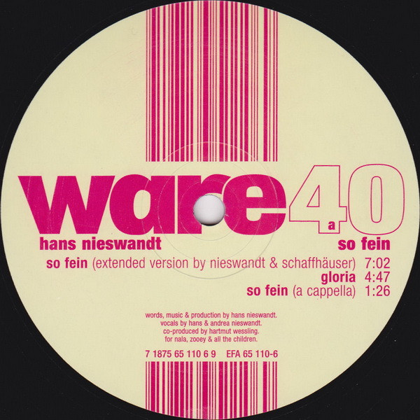 Hans Nieswandt - So Fein | Ware (ware40)