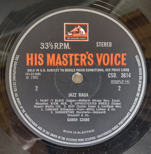 Gabor Szabo - Jazz Raga | His Master's Voice (CSD 3614) - 4 Gabor Szabo - Jazz Raga | His Master's Voice (CSD 3614) - 4