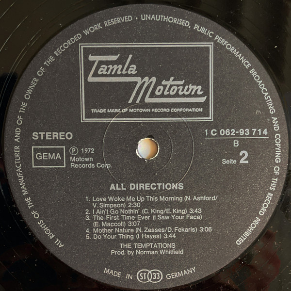 The Temptations - All Directions | Tamla Motown (1C 062-93 714) - 4 The Temptations - All Directions | Tamla Motown (1C 062-93 714) - 4