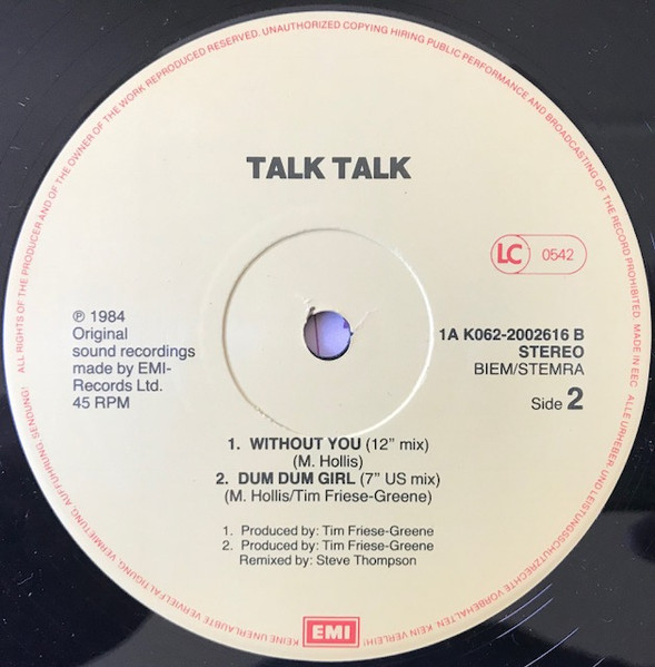 Talk Talk - Dum Dum Girl | EMI (1A K062-20 02616) - 4